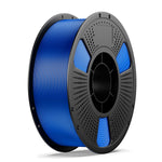 ASA 3D printing filament spool in blue on a black perforated wheel