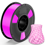 PLA Crystal filament spool with pink translucent hex-pattern filament sample