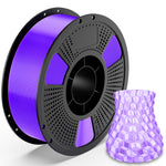 PLA Crystal filament spool with purple translucent hex-pattern filament sample