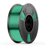Green metal wire spool with black perforated reel and center hub