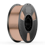 Copper-brown metal wire spool with black perforated reel and center hub