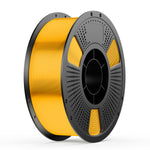 Yellow metal wire spool with black perforated reel and center hub