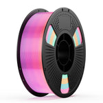 Dreamy iridescent silk PLA filament spool, soft rainbow tones