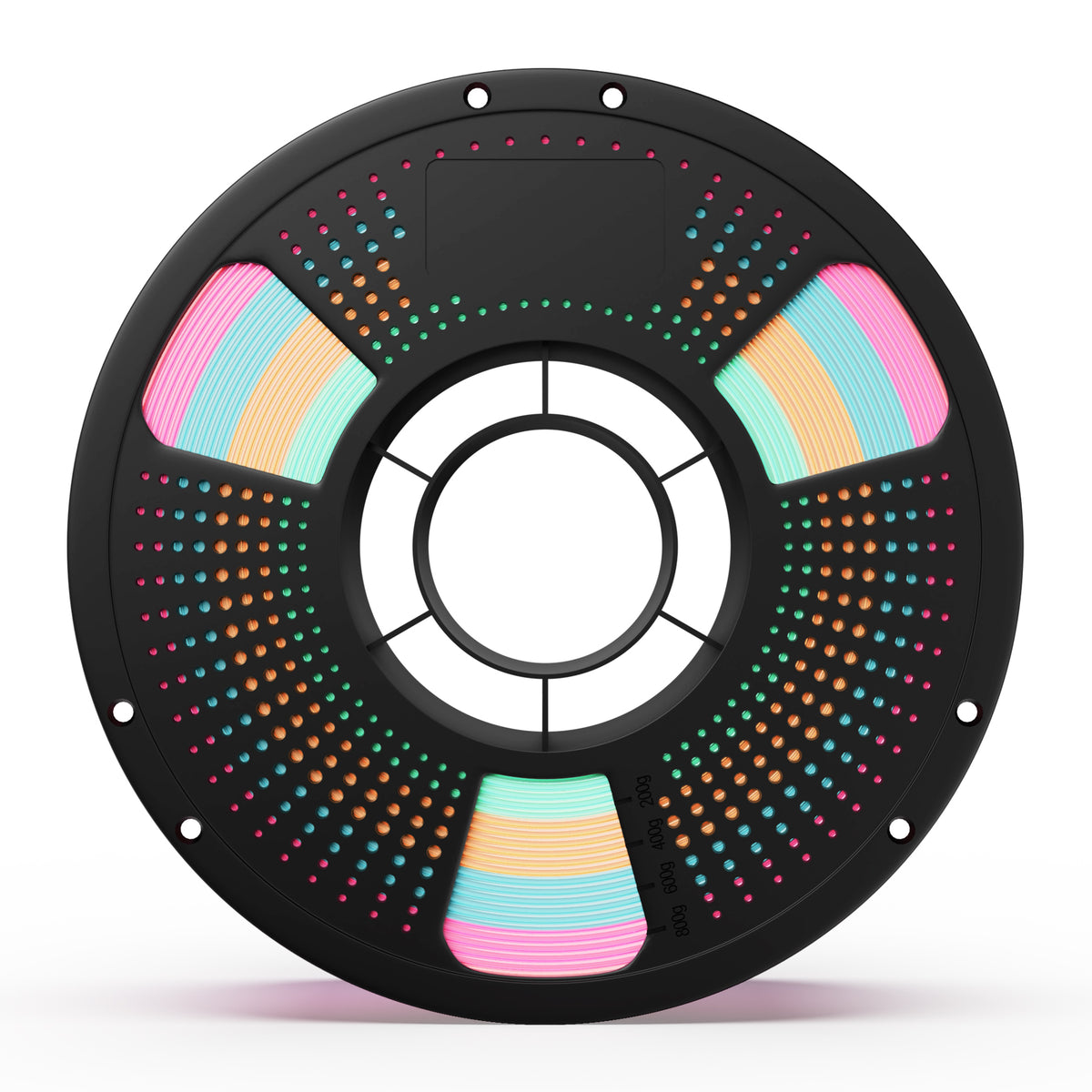 Side profile of Dreamy Rainbow silk PLA 3D printing filament