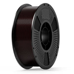 3D printing filament spool with red and black coiled filament on a gray reel