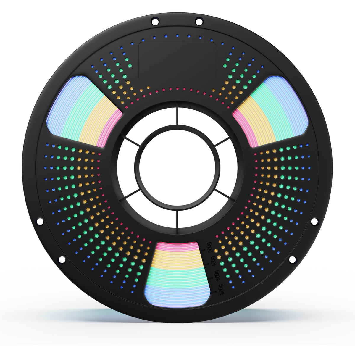 Side view of Macaron Rainbow silk PLA 3D printing filament