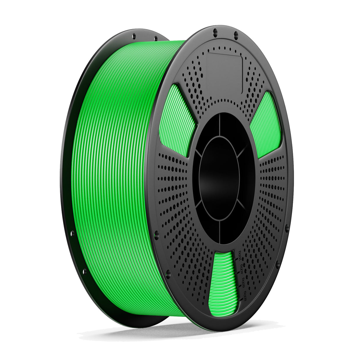 Green PLA+ Hyper 3D printing filament spool, black reel