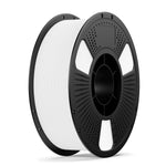 3D printing filament spool in white with perforated dark hub
