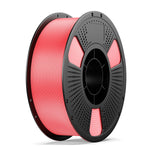 PLA+ 3D printing filament spool, pink filament roll with black hub and side holes