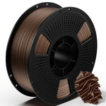 3D printing PLA metal filament spool with bronze copper filament and a matching coiled strand